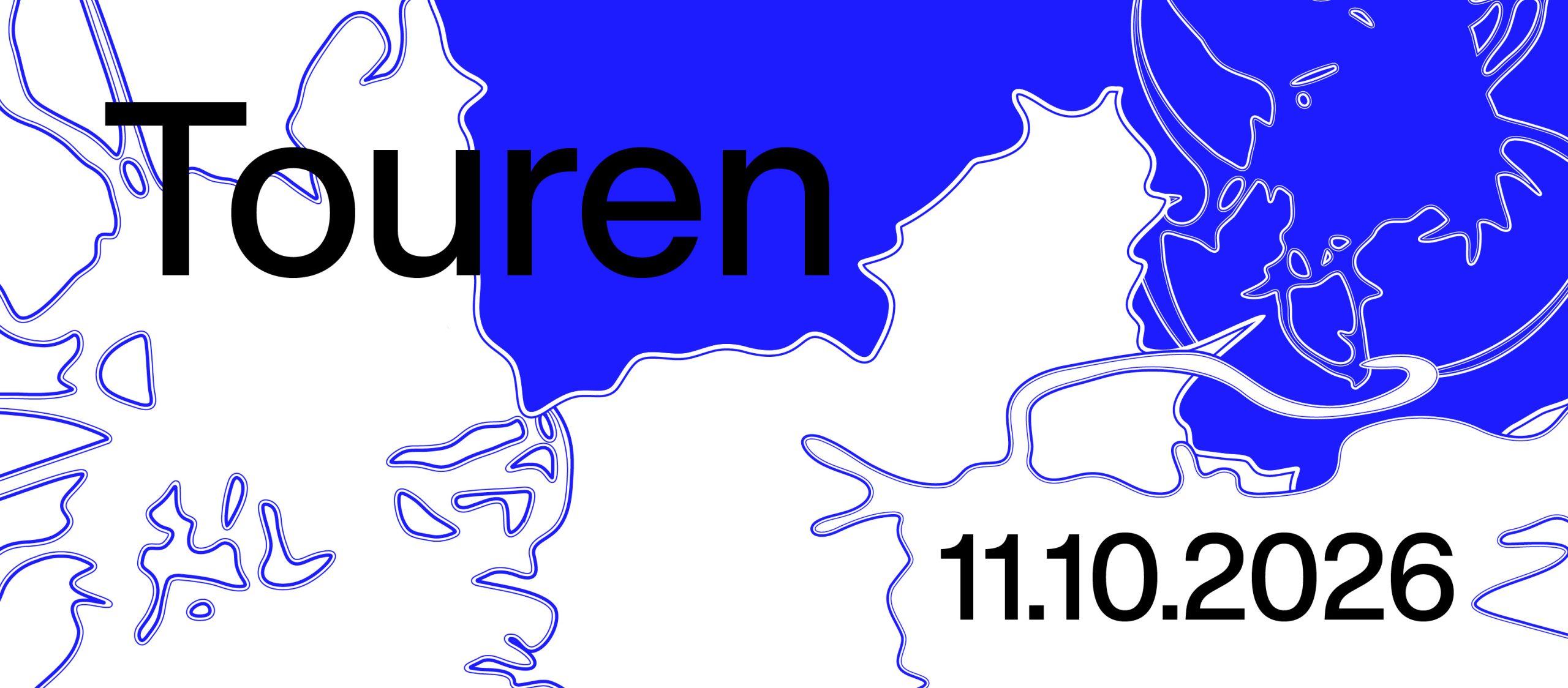 the blue and white pattern of the Kunstwoche branding and the written word Touren as well as the date